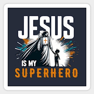 Jesus Is My Super Hero Funny Faith Christian Cross Religious Magnet